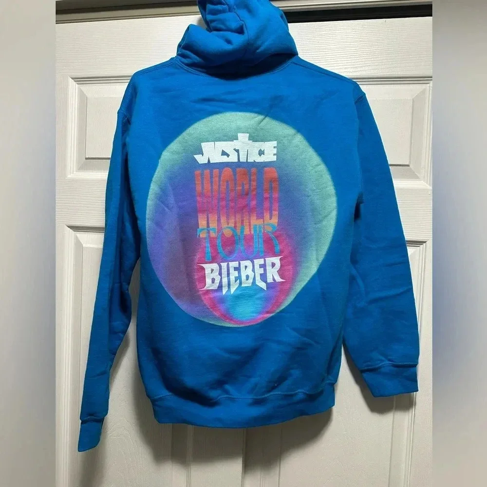 Justin Bieber Justice World Tour Hoodie Rare Color Blue Womens S